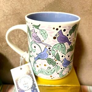 Peppermint & Pine Cardinal Lavender Green Leaf Mug – New with Tag